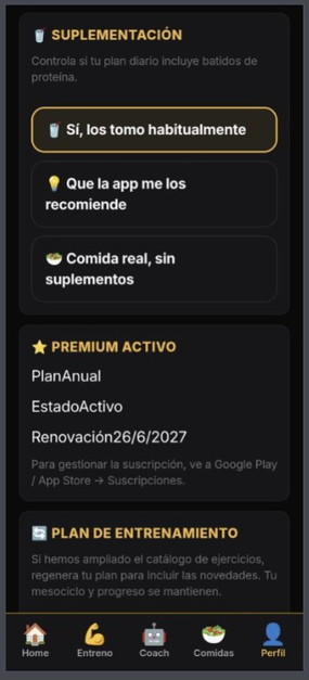 Pantalla Perfil del usuario